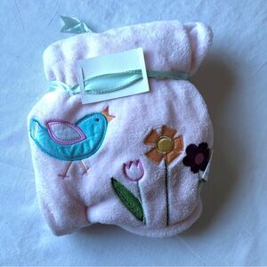 Kids Line Kidsline Birdsong Embroidered Boa blanket pink baby girl 30x40”